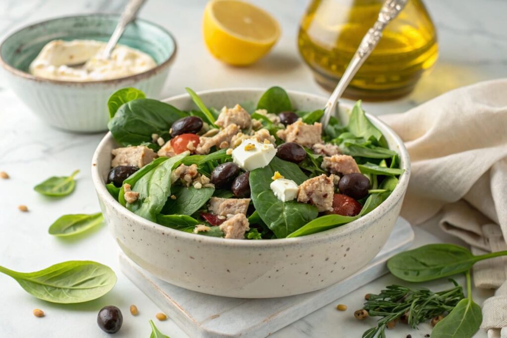 10 Easy and Tasty Low-Calorie Lunch Recipes for a Healthier You 2 Mediterranean Tuna Spinach Salad For Lunch, Low Calorie Lunch