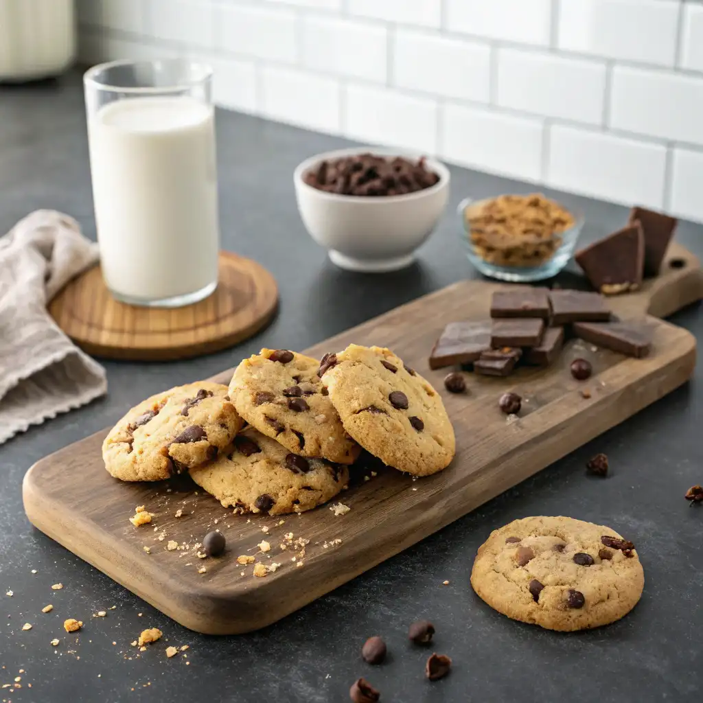 Nestlé Chocolate Chip Cookie Recipe 6 Freshly Baked Nestle Chocolate Chip Cookies on Board - Nestlé Chocolate Chip Cookie Recipe