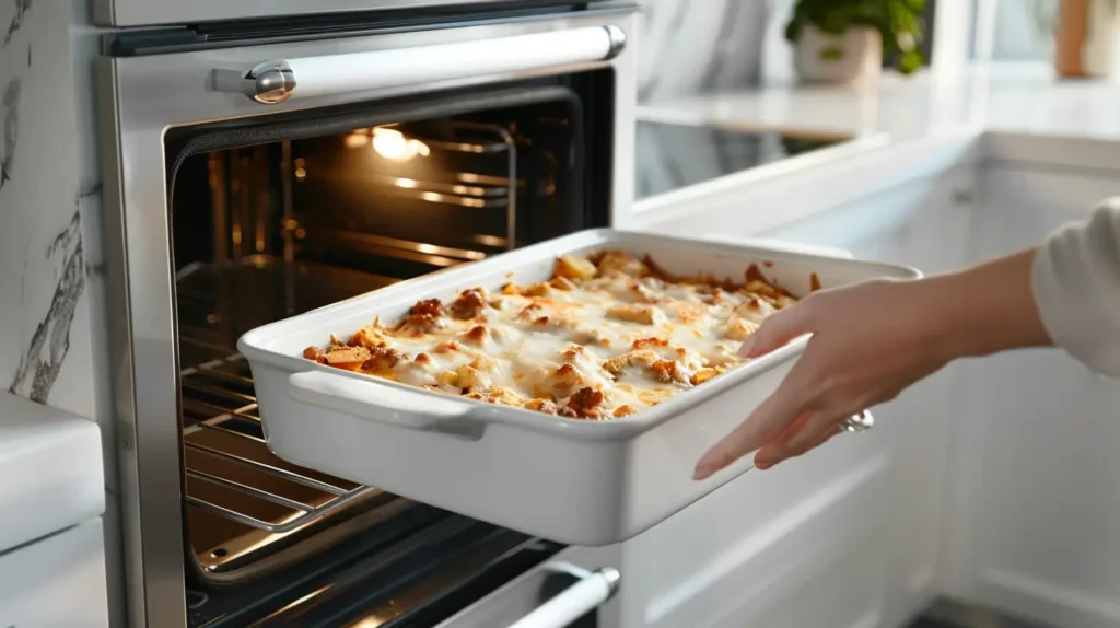 Cheesy Hash Brown and Hamburger Casserole: Easy Comfort Food 4 Cheesy hash brown and hamburger casserole going into the oven