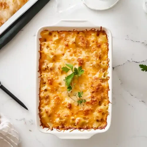 Cheesy Hash Brown and Hamburger Casserole: Easy Comfort Food 2 Assembling cheesy hash brown and hamburger casserole with onions and cheddar