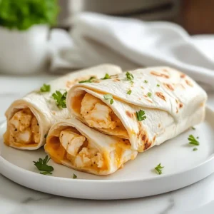 Cheesy Garlic Chicken Wraps 2 Final Cheesy Garlic Chicken Wraps plated and ready to eat